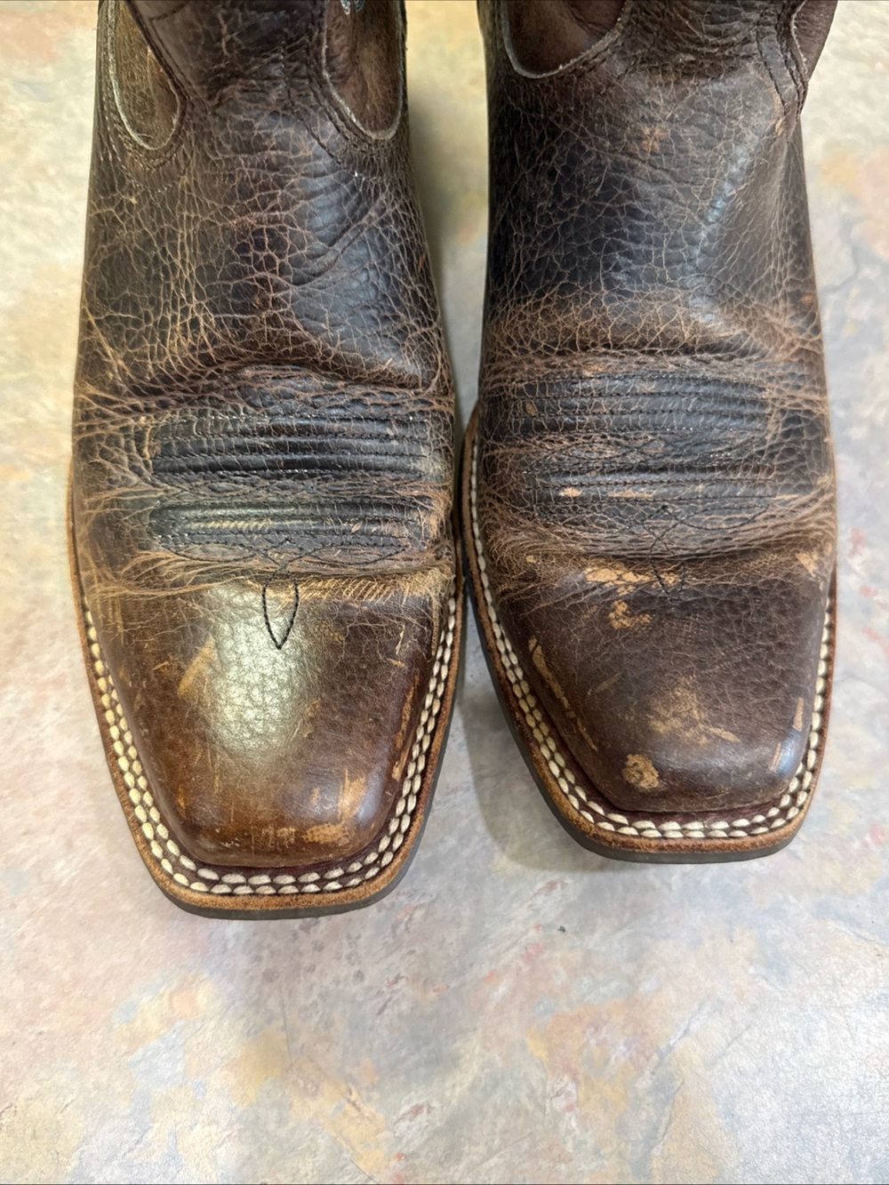 Ariat Legend Rowdy Brown Leather Square Toe Cowboy Boots 9B - Picture 8 of 11